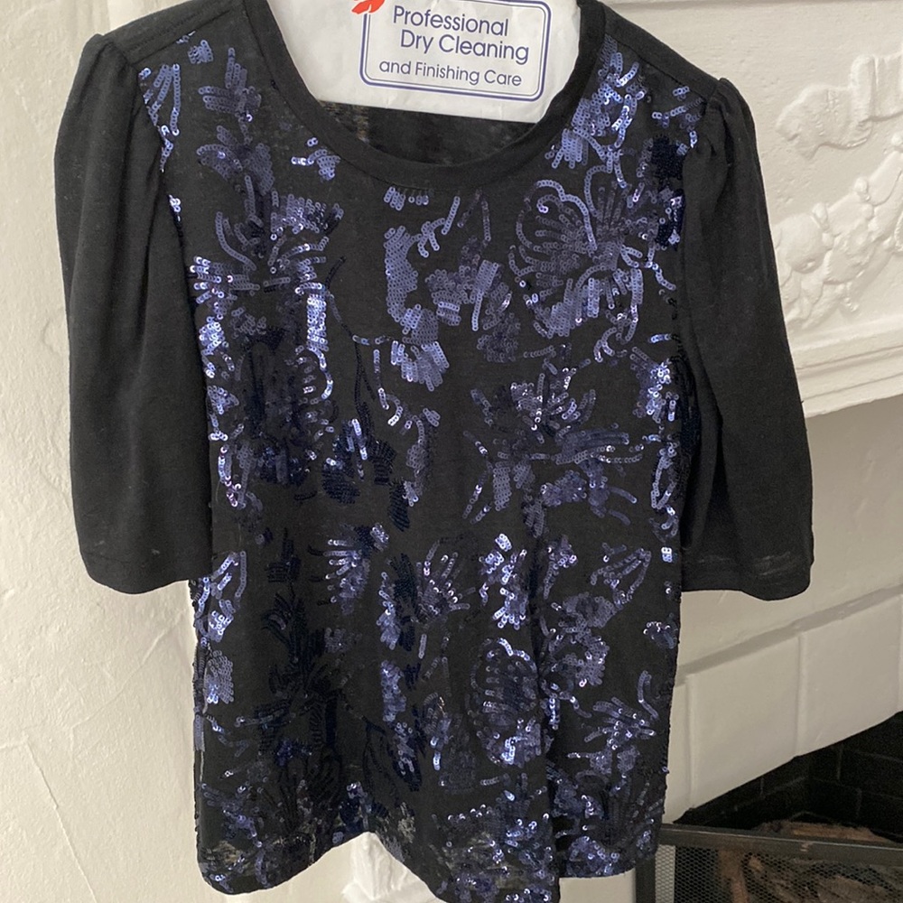 Rebecca Taylor black/blue sequin top